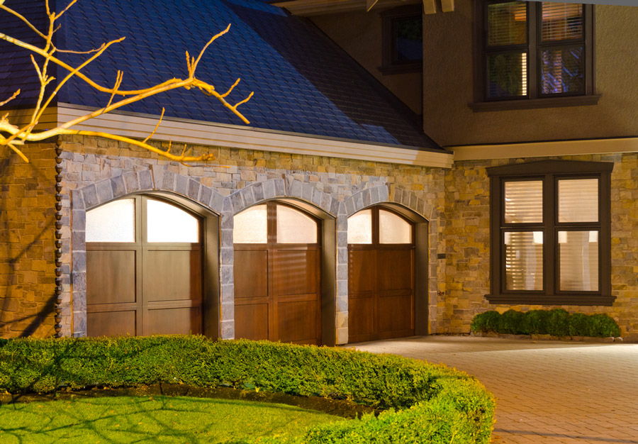 3 wooden garage doors