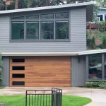 Modern Home with Planked garage door