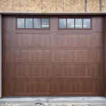 Single car garage door wood grain
