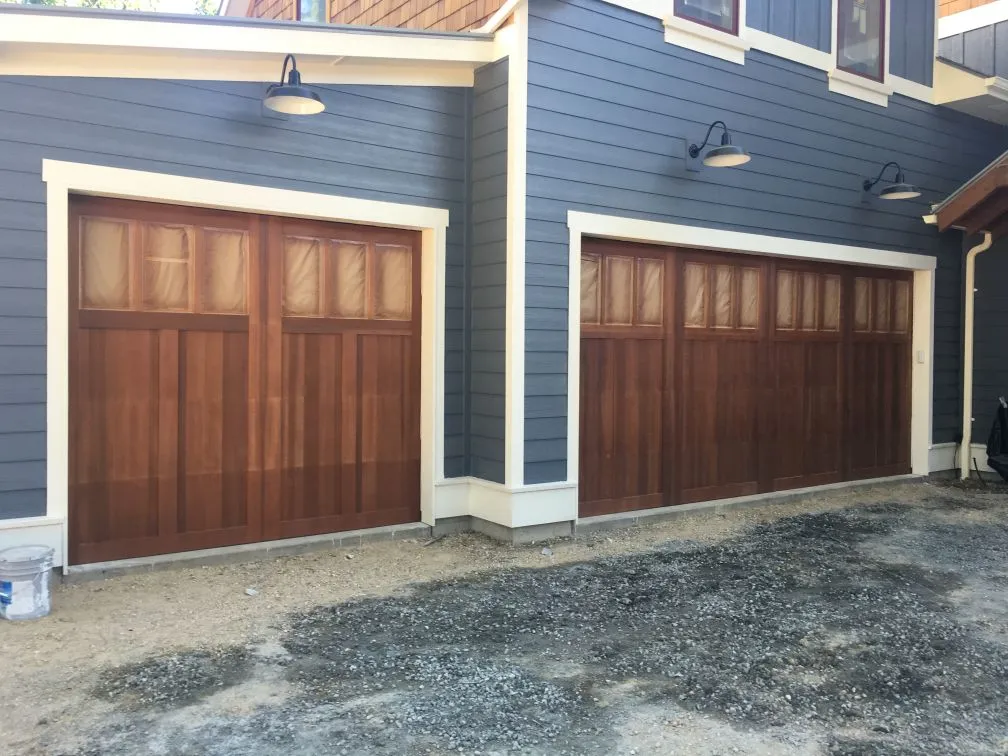 Custom wood double car garage doors